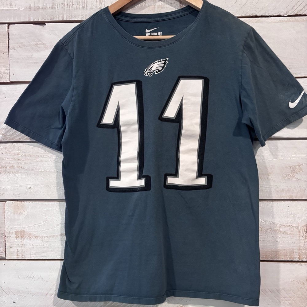Philadelphia Eagles Carson Wentz #11 Short Sleeve Shirt Sz Med Green NFL Nike‎